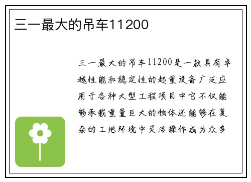 三一最大的吊车11200