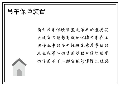 吊车保险装置